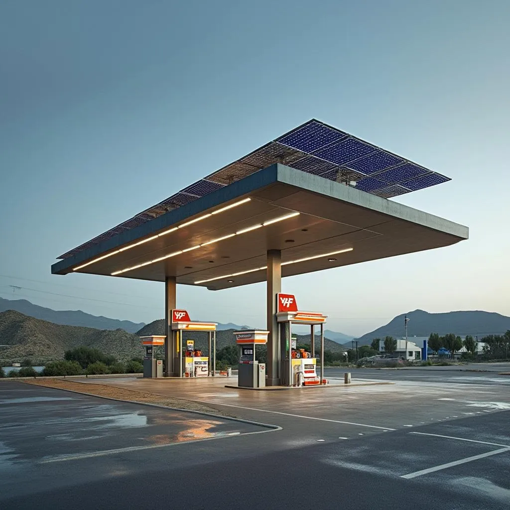 Estación YPF con paneles solares